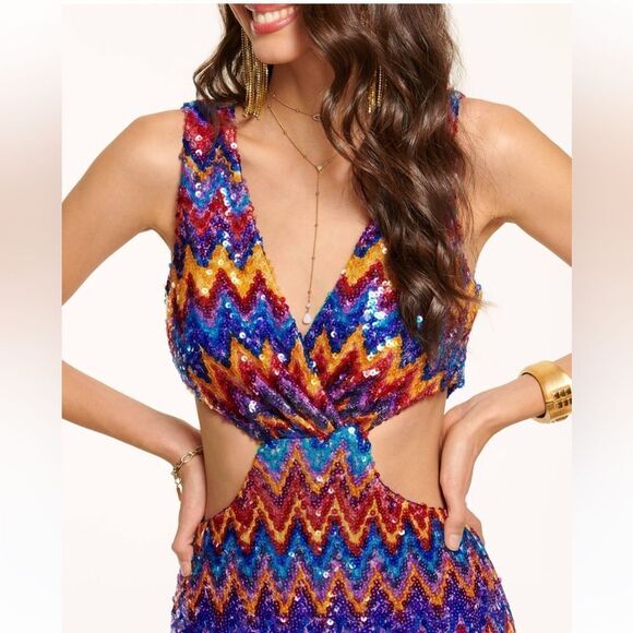 $795 Ramy Brook sequence it out Teah Gown NWT size 0 - Picture 5 of 13